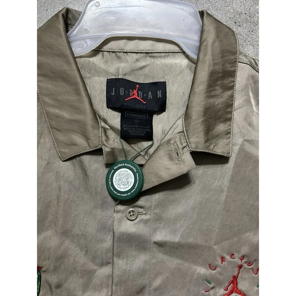 Cactus Jack By Travis Scott X Jordan‎ Button Front Shirt Khaki University Red L